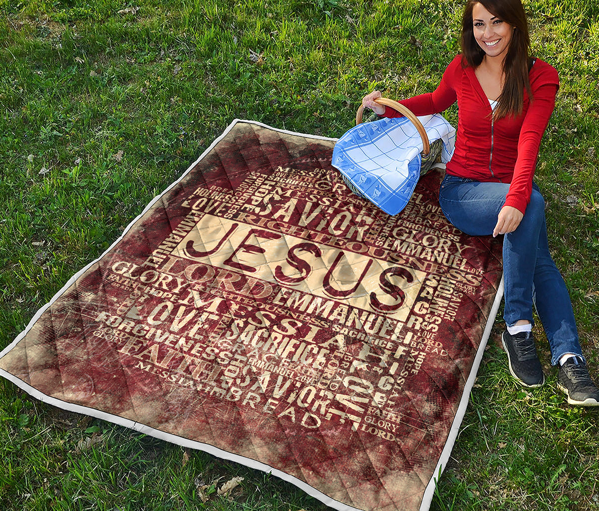 Jesus Religious Words Print Quilt