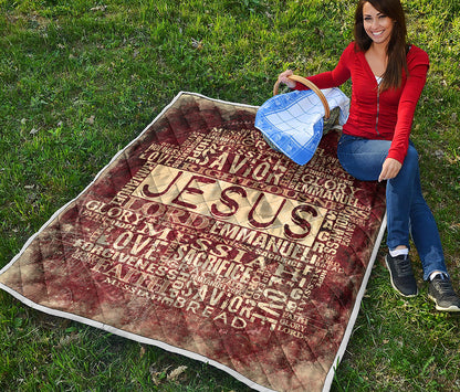 Jesus Religious Words Print Quilt