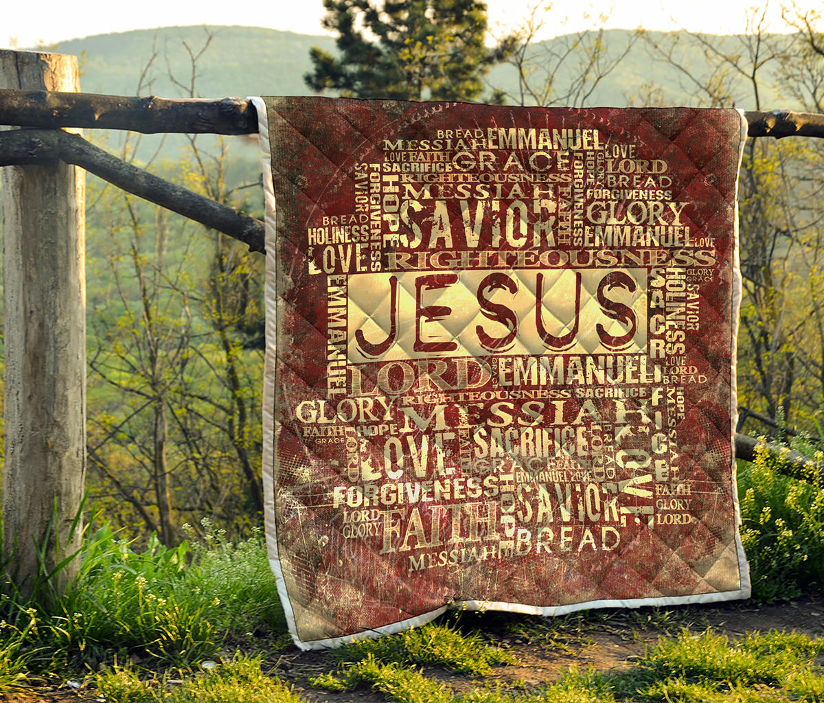 Jesus Religious Words Print Quilt