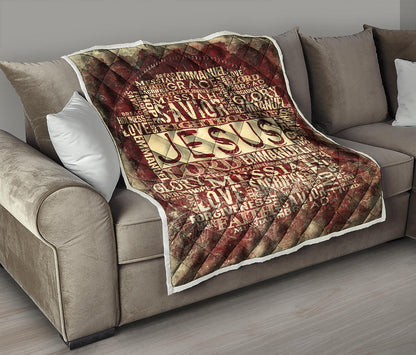 Jesus Religious Words Print Quilt