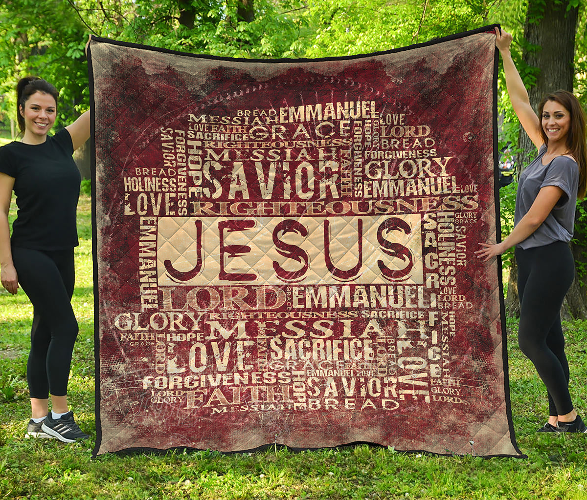 Jesus Religious Words Print Quilt
