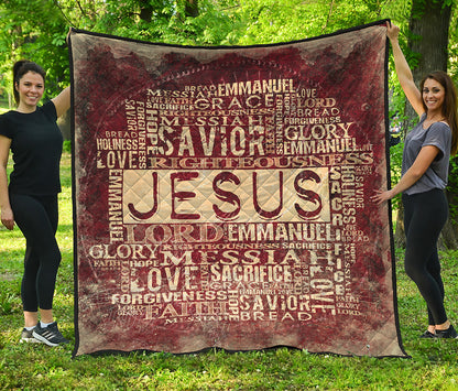 Jesus Religious Words Print Quilt