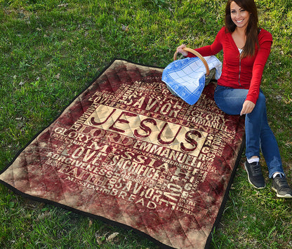 Jesus Religious Words Print Quilt