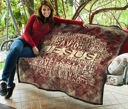 Jesus Religious Words Print Quilt