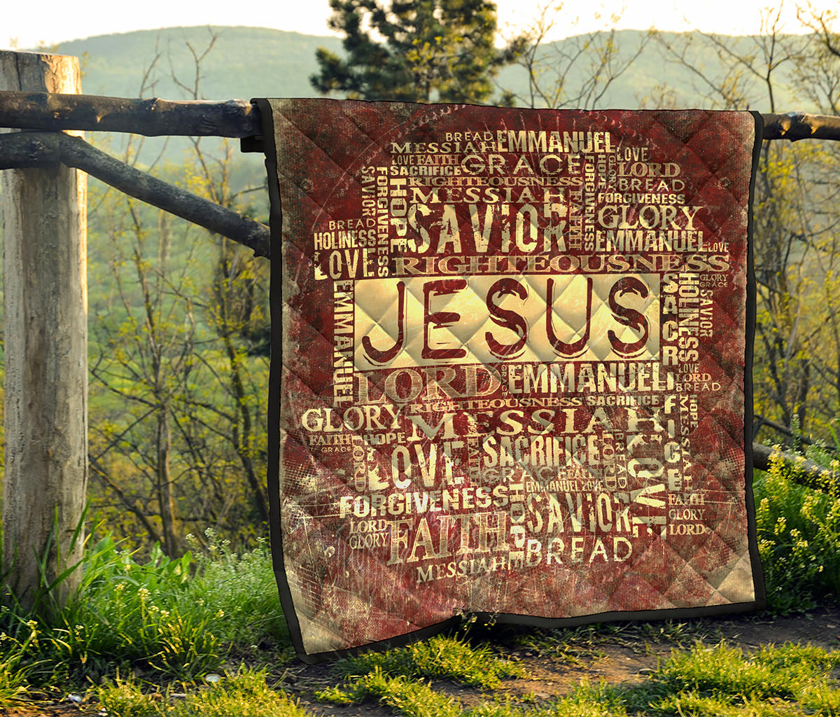 Jesus Religious Words Print Quilt