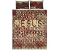 Jesus Religious Words Print Quilt Bed Set