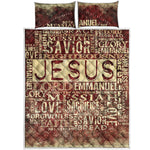 Jesus Religious Words Print Quilt Bed Set