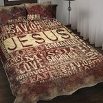 Jesus Religious Words Print Quilt Bed Set