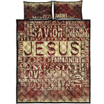 Jesus Religious Words Print Quilt Bed Set