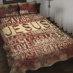 Jesus Religious Words Print Quilt Bed Set