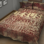 Jesus Religious Words Print Quilt Bed Set