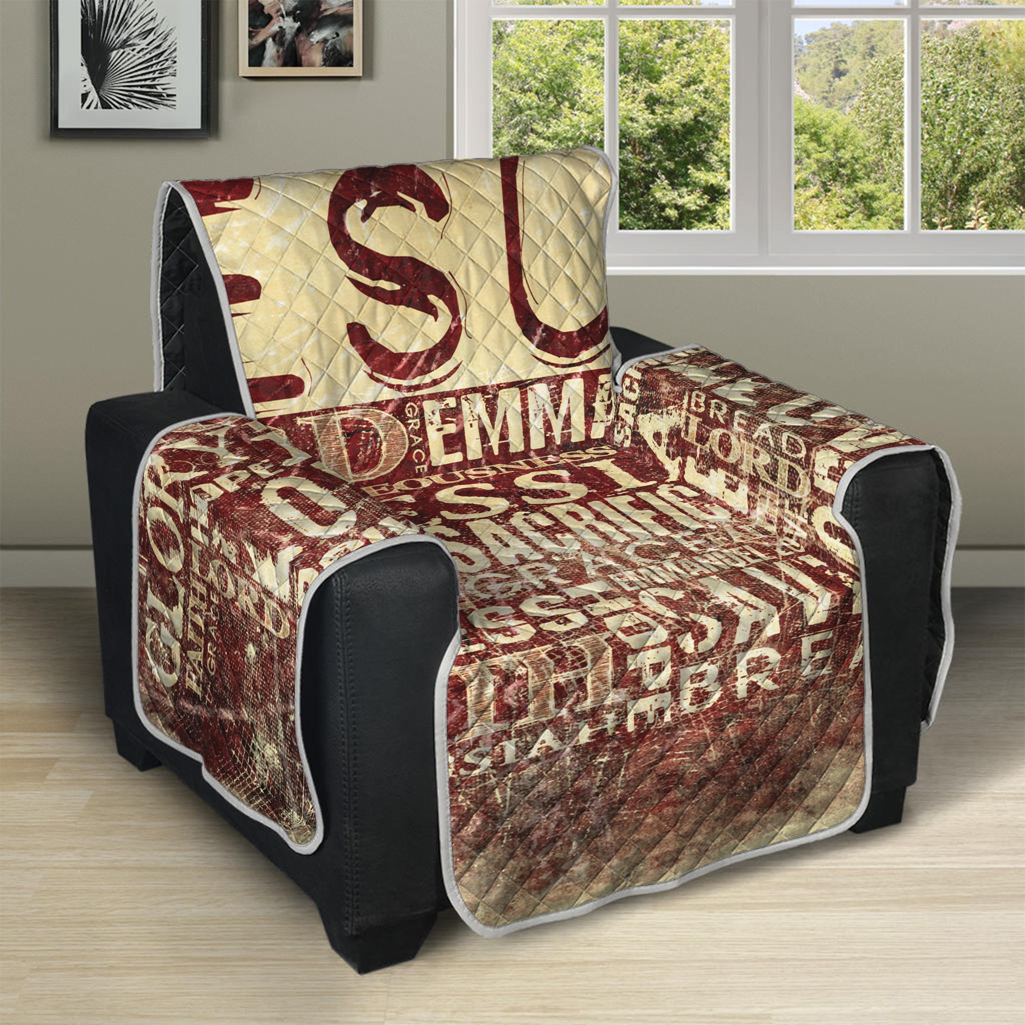 Jesus Religious Words Print Recliner Protector