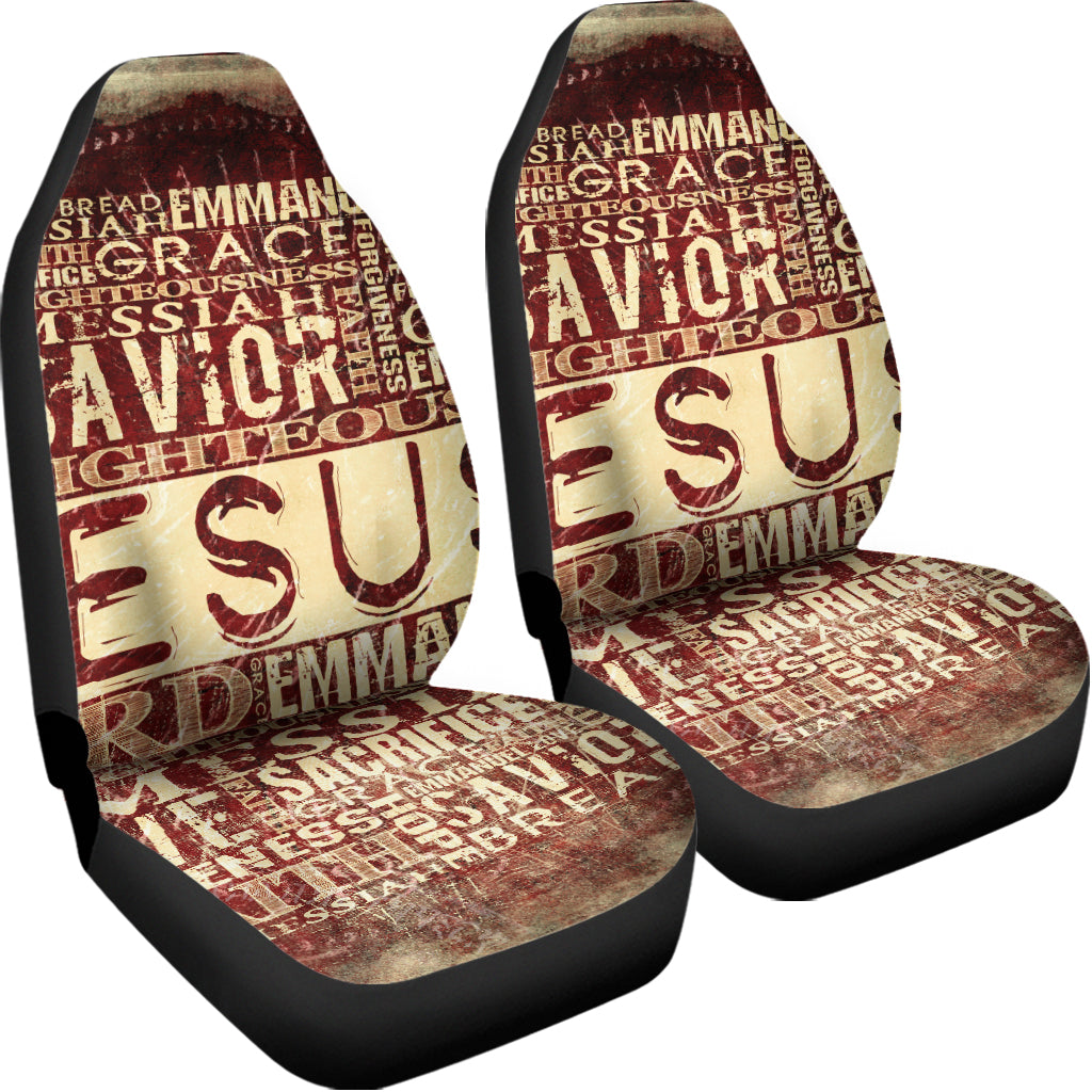 Jesus Religious Words Print Universal Fit Car Seat Covers