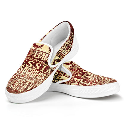 Jesus Religious Words Print White Slip On Shoes