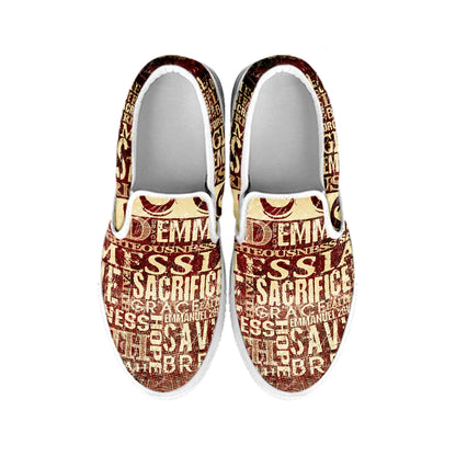 Jesus Religious Words Print White Slip On Shoes