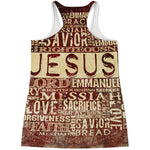 Jesus Religious Words Print Women's Racerback Tank Top