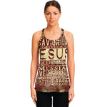 Jesus Religious Words Print Women's Racerback Tank Top
