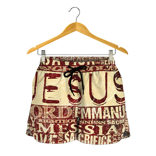 Jesus Religious Words Print Women's Shorts