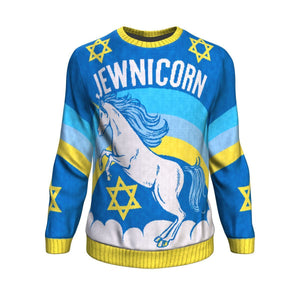 Jewnicorn Ugly Christmas Unisex Crewneck Sweatshirt GearFrost