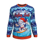 Jingle Bells Surfing Swells Ugly Christmas Unisex Crewneck Sweatshirt GearFrost