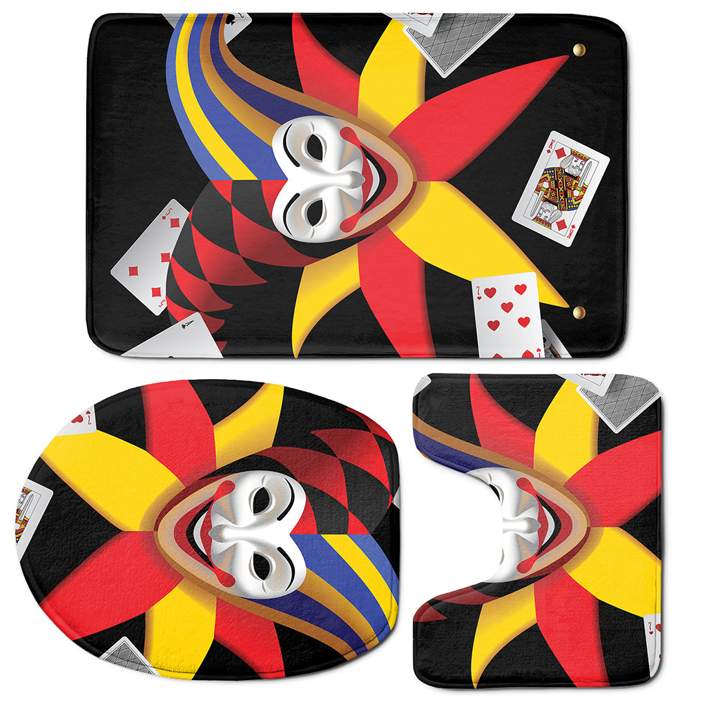 Joker And Playing Cards Print 3 Piece Bath Mat Set