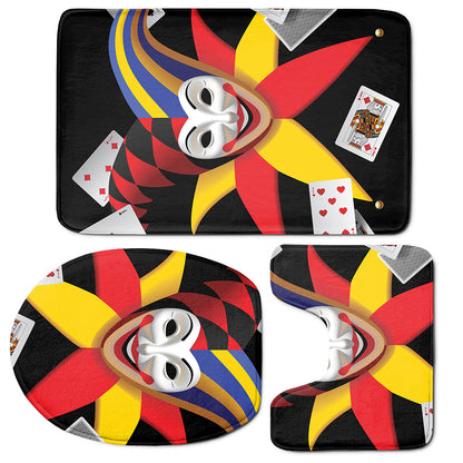 Joker And Playing Cards Print 3 Piece Bath Mat Set