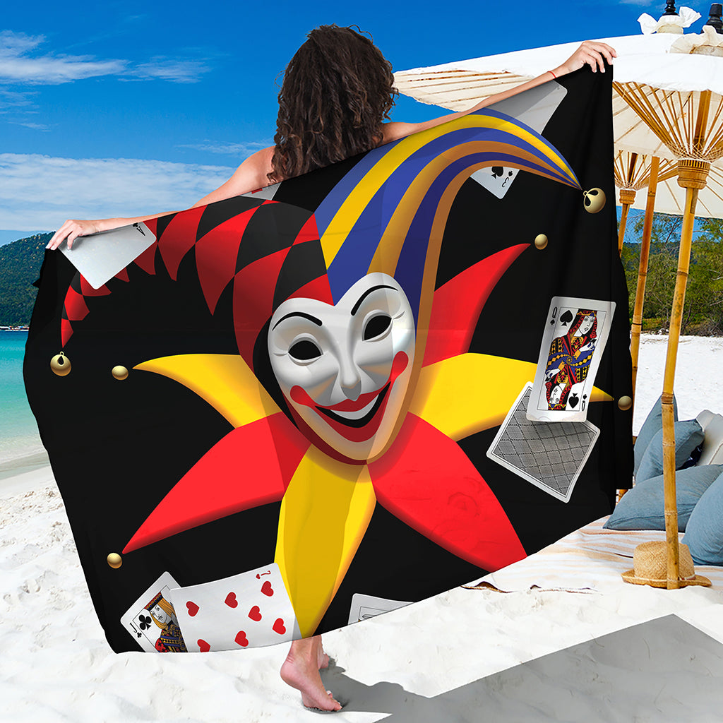 Joker And Playing Cards Print Beach Sarong Wrap