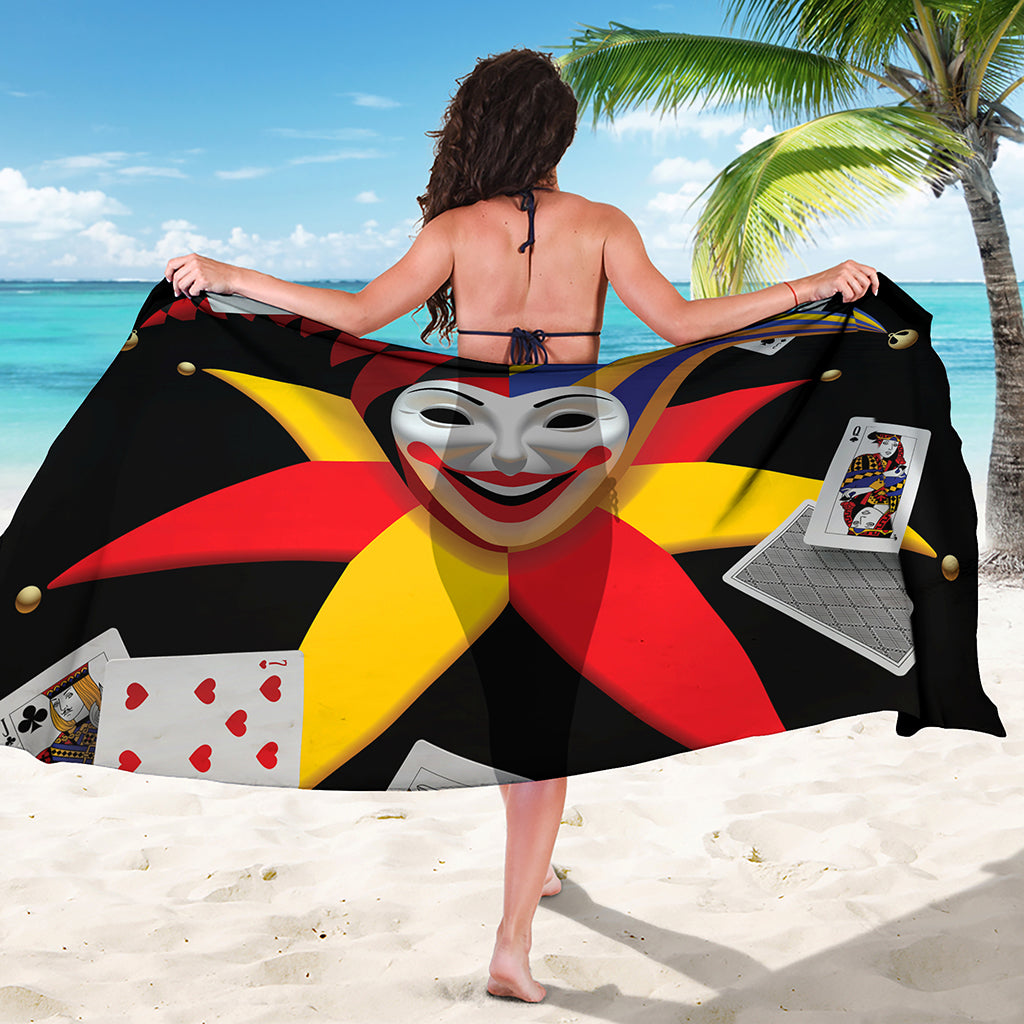 Joker And Playing Cards Print Beach Sarong Wrap