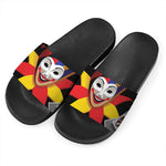 Joker And Playing Cards Print Black Slide Sandals