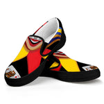 Joker And Playing Cards Print Black Slip On Shoes