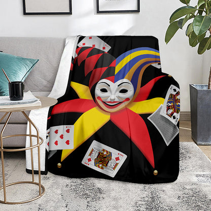 Joker And Playing Cards Print Blanket