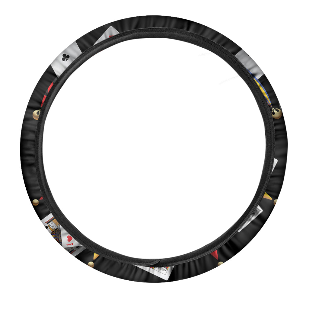 Joker And Playing Cards Print Car Steering Wheel Cover