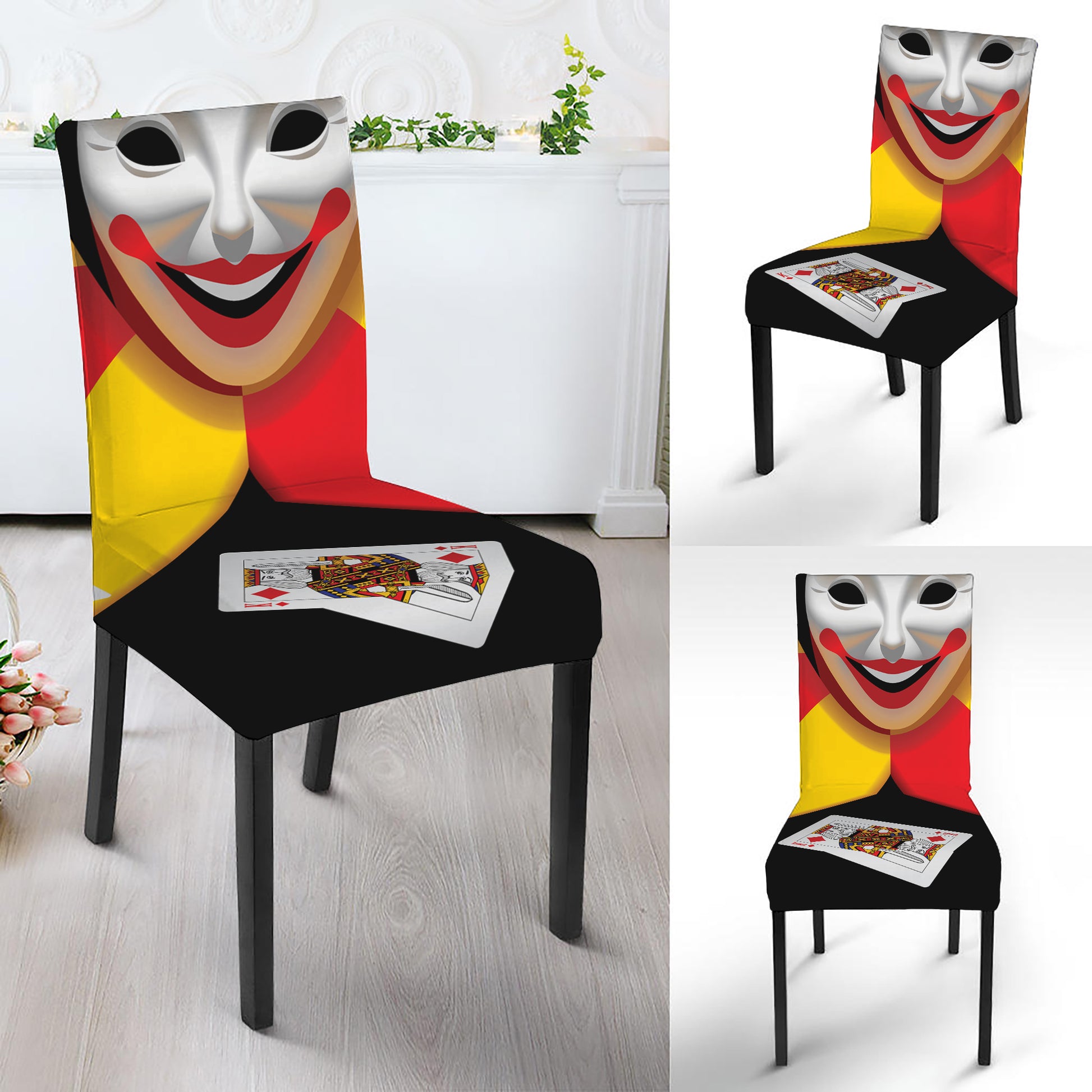 Joker And Playing Cards Print Dining Chair Slipcover