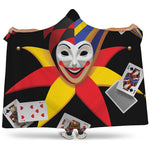 Joker And Playing Cards Print Hooded Blanket