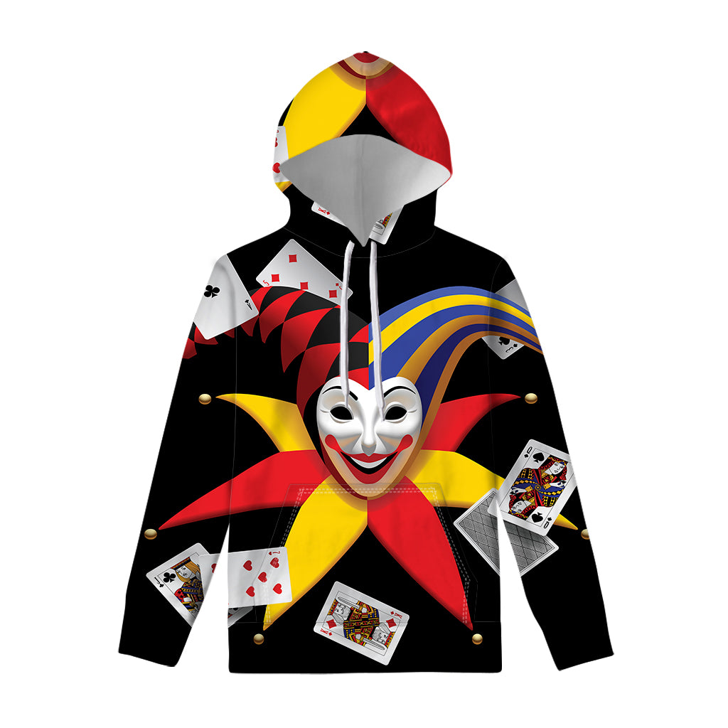 Joker And Playing Cards Print Pullover Hoodie