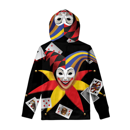 Joker And Playing Cards Print Pullover Hoodie