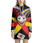 Joker And Playing Cards Print Pullover Hoodie Dress