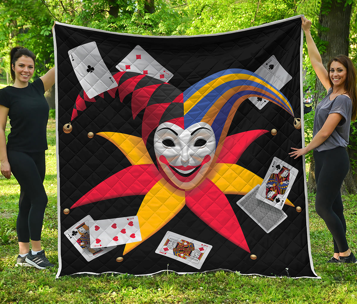 Joker And Playing Cards Print Quilt
