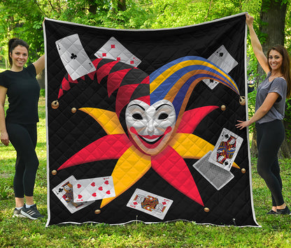 Joker And Playing Cards Print Quilt