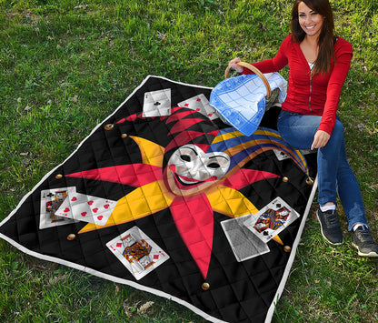Joker And Playing Cards Print Quilt