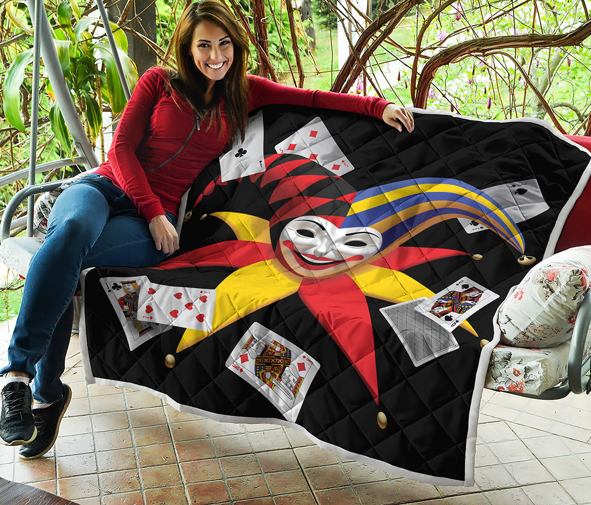Joker And Playing Cards Print Quilt