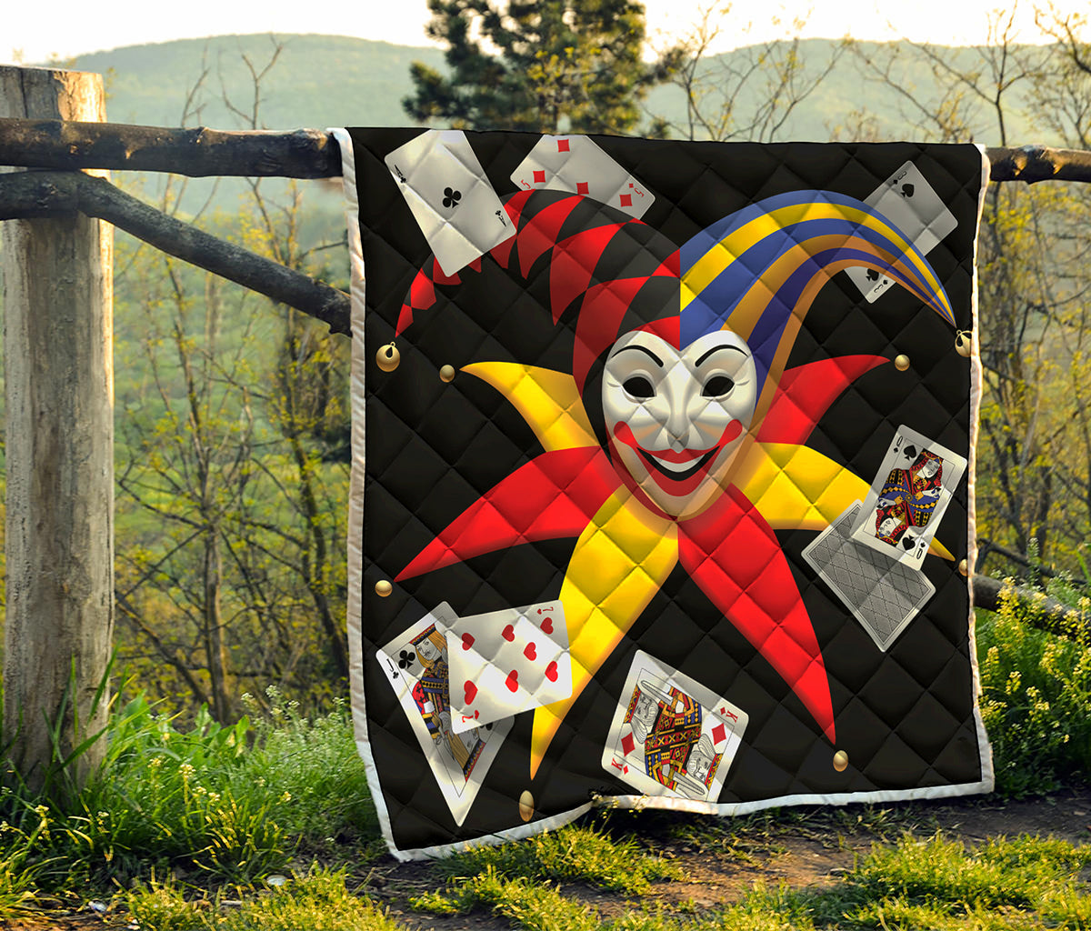 Joker And Playing Cards Print Quilt