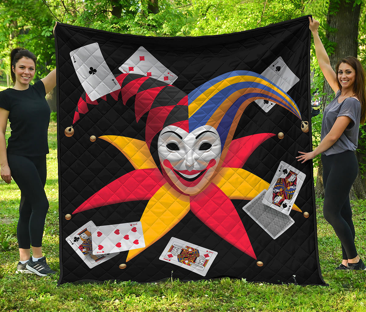 Joker And Playing Cards Print Quilt