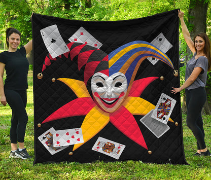 Joker And Playing Cards Print Quilt