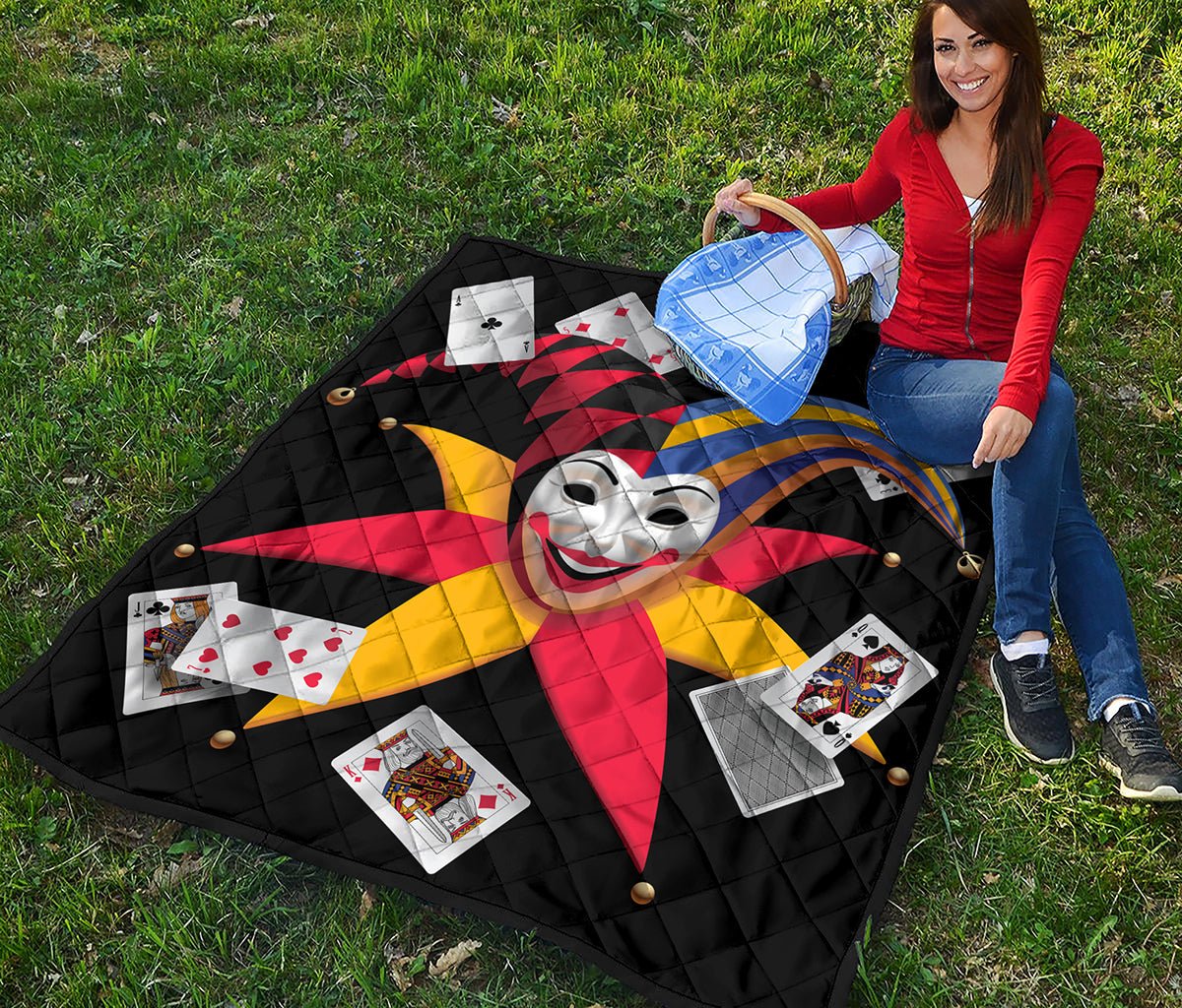 Joker And Playing Cards Print Quilt