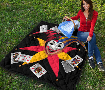 Joker And Playing Cards Print Quilt