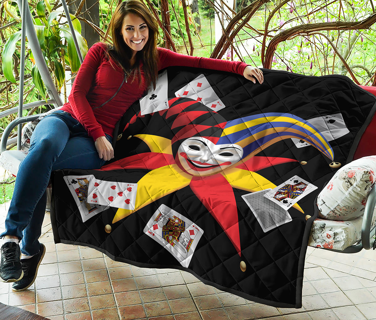 Joker And Playing Cards Print Quilt