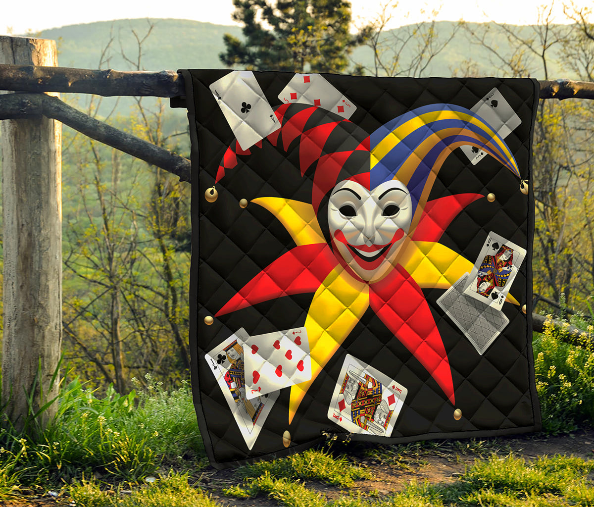 Joker And Playing Cards Print Quilt