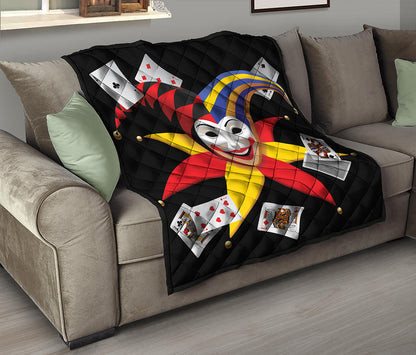 Joker And Playing Cards Print Quilt