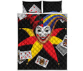 Joker And Playing Cards Print Quilt Bed Set